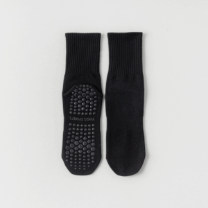 წინდები, Mid-Calf Yoga Socks Non-Slip Silicone Crew for Indoor - შავი/Black