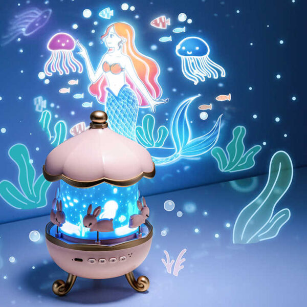 პროექტორი Bluetooth მხარდაჭერით, Bunny House Projection Lamp/BT Speaker, Pink - Image 3
