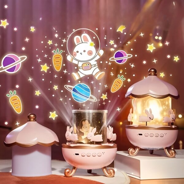 პროექტორი Bluetooth მხარდაჭერით, Bunny House Projection Lamp/BT Speaker, Pink - Image 4