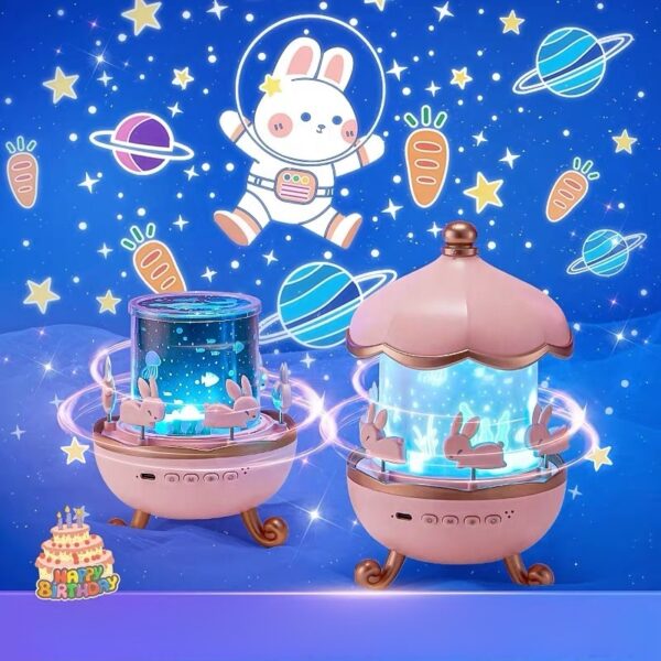 პროექტორი Bluetooth მხარდაჭერით, Bunny House Projection Lamp/BT Speaker, Pink