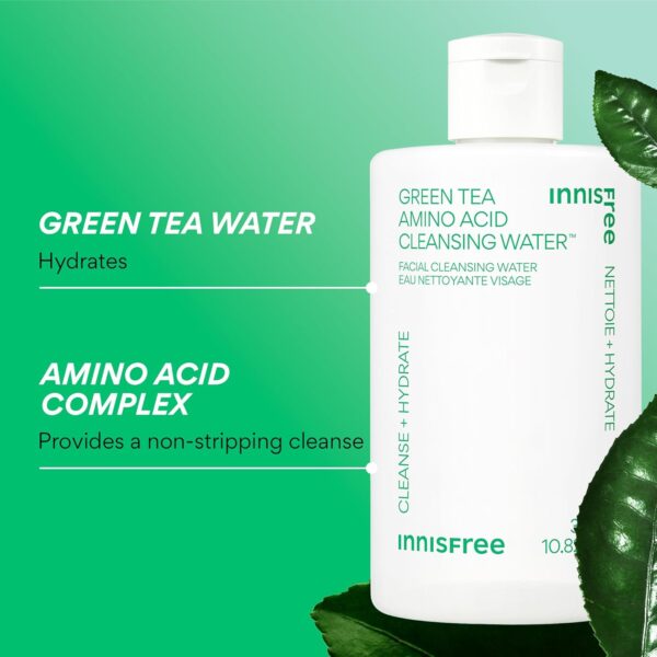 INNISFREE, GREEN TEA AMINO CLEANSING WATER, მიცერალური წყალი, 320 ML - Image 3