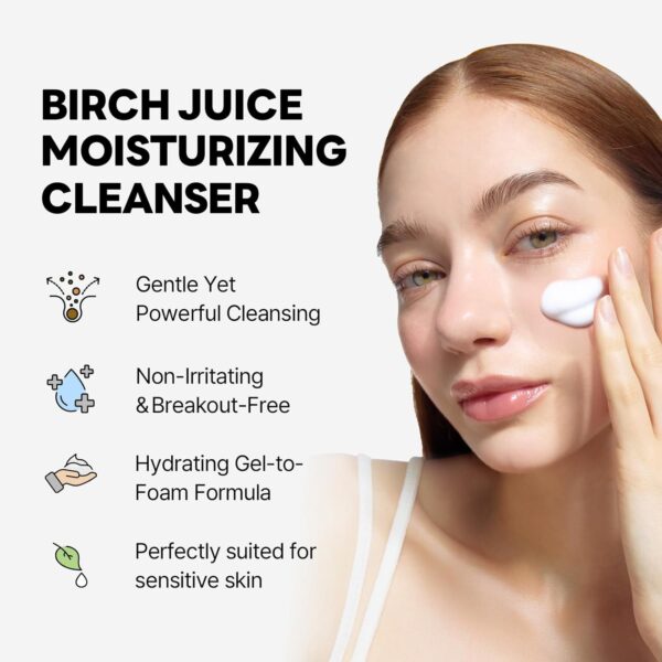 ROUND LAB, Birch Juice Moisturizing Cleanser, დასაბანი გელი, 150 ML - Image 3