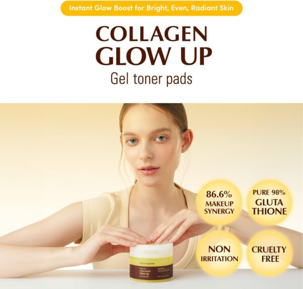 Eqqualberry, collagen glow up toner pads, ტონერ პადები გლოუ ეფექტით - Image 2