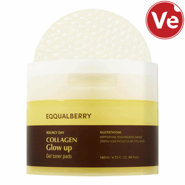 Eqqualberry, collagen glow up toner pads, ტონერ პადები გლოუ ეფექტით