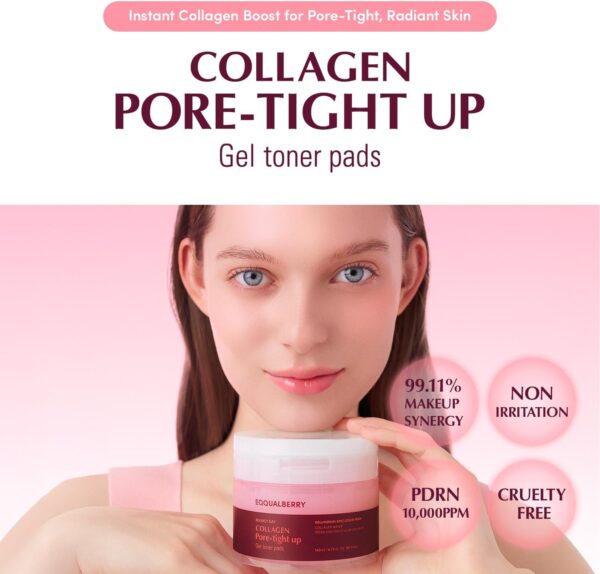 Eqqualberry, collagen pore tight up gel toner pads, ტონერ პადები გაფართოებული ფორებისთვის - Image 2