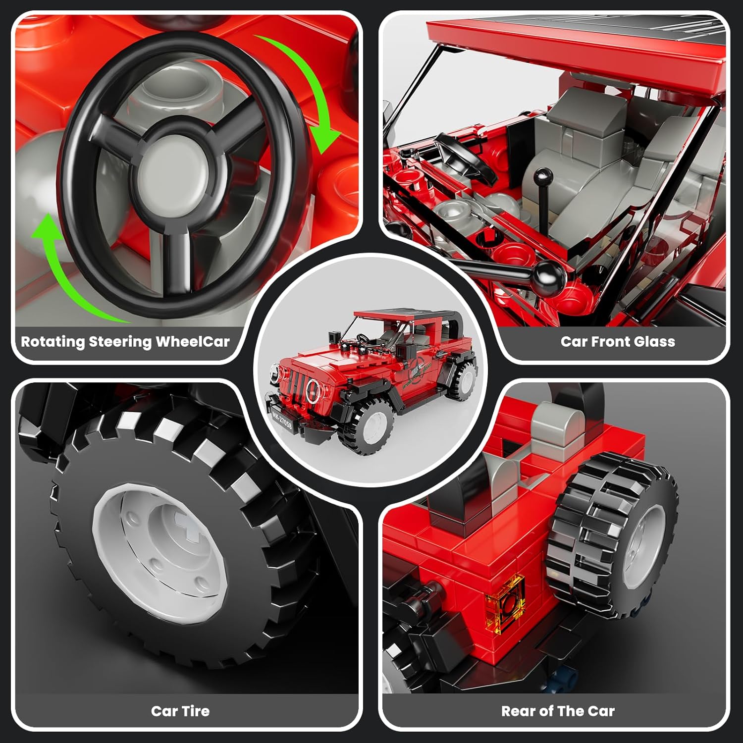 Mould King, 27058 Wrangler Off-road Vehicle Building Set, ასაწყობი ვრანგლერი, 414 Pcs - Image 6