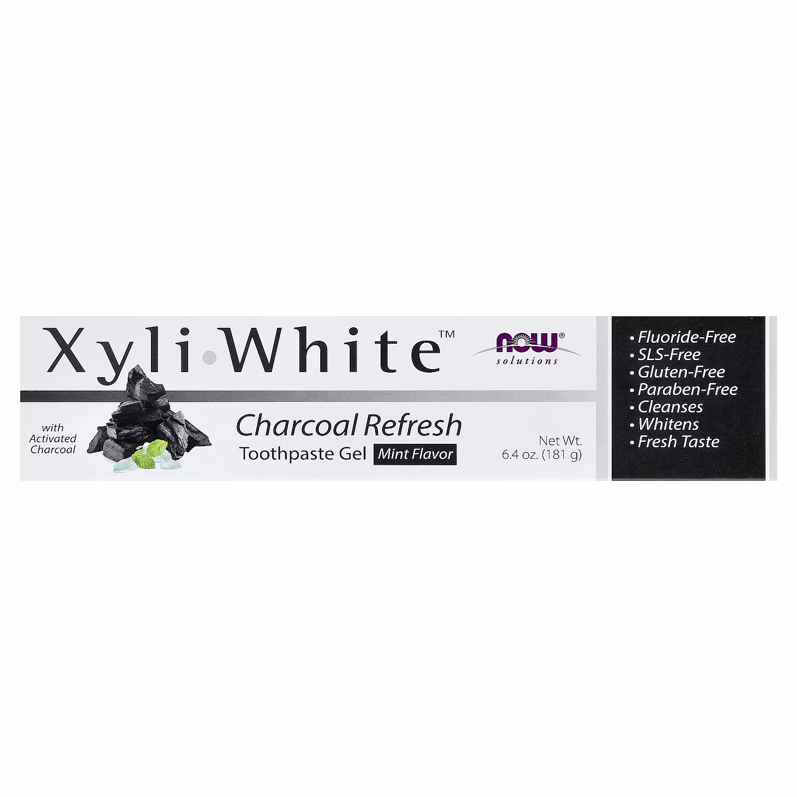 NOW Foods, Solutions, XyliWhite™, Charcoal Refresh, Toothpaste Gel, Mint, კბილის გელი, ნახშირის და პიტნის არომატით - Image 2