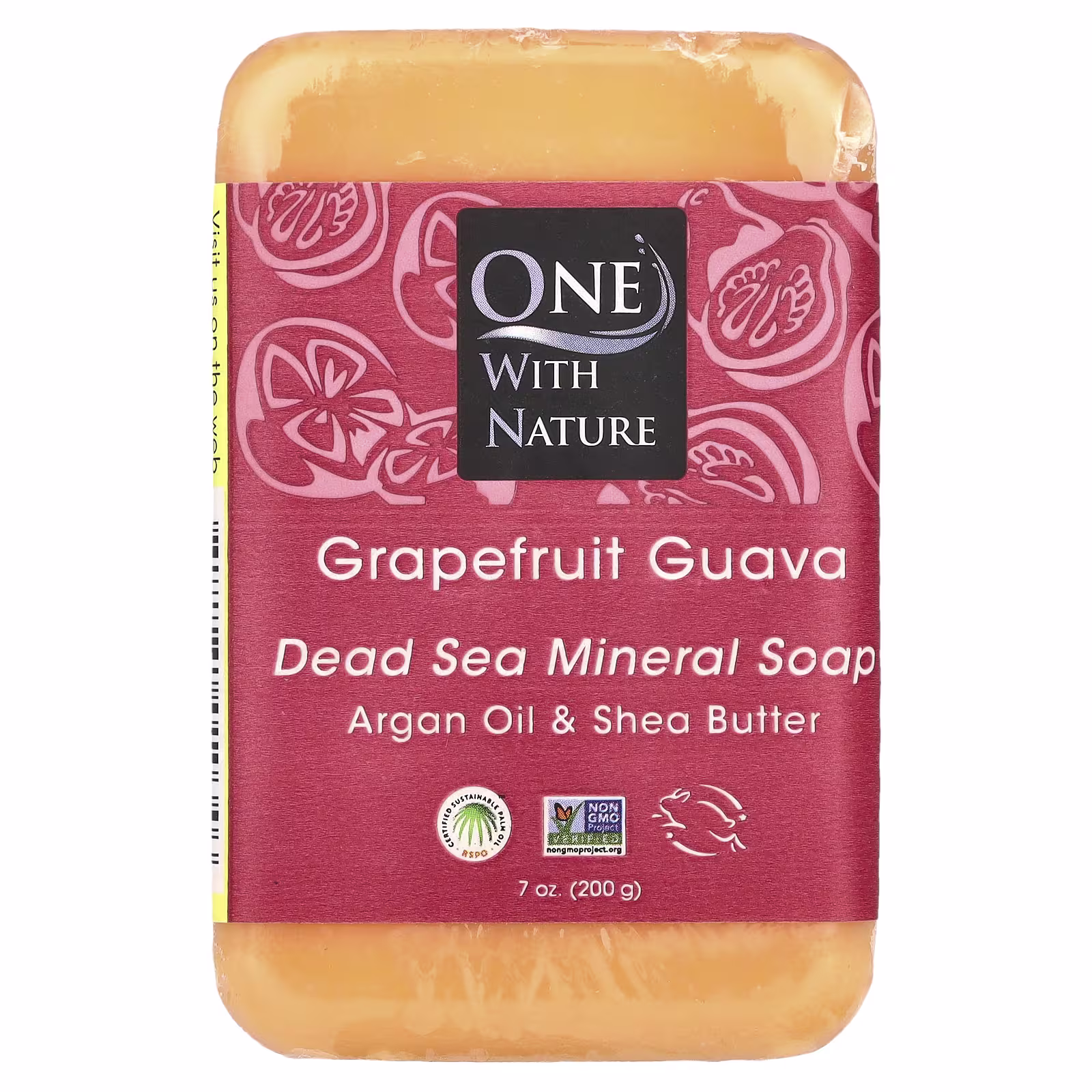 One with Nature, Dead Sea Mineral Bar Soap, Grapefruit Guava, მკვდარი ზღვის მინერალური საპონი — გრეიფრუტი & გუავა, 200 გ