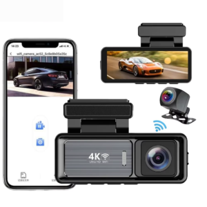 4K Ultra HD Dual Lens Dash Camera with WiFi & GPS (Front & Rear) - 4K Ultra HD ობიექტივიანი ავტორეგისტრატორი WiFi & GPS მხარდაჭერით (წინა/უკანა კამერა)