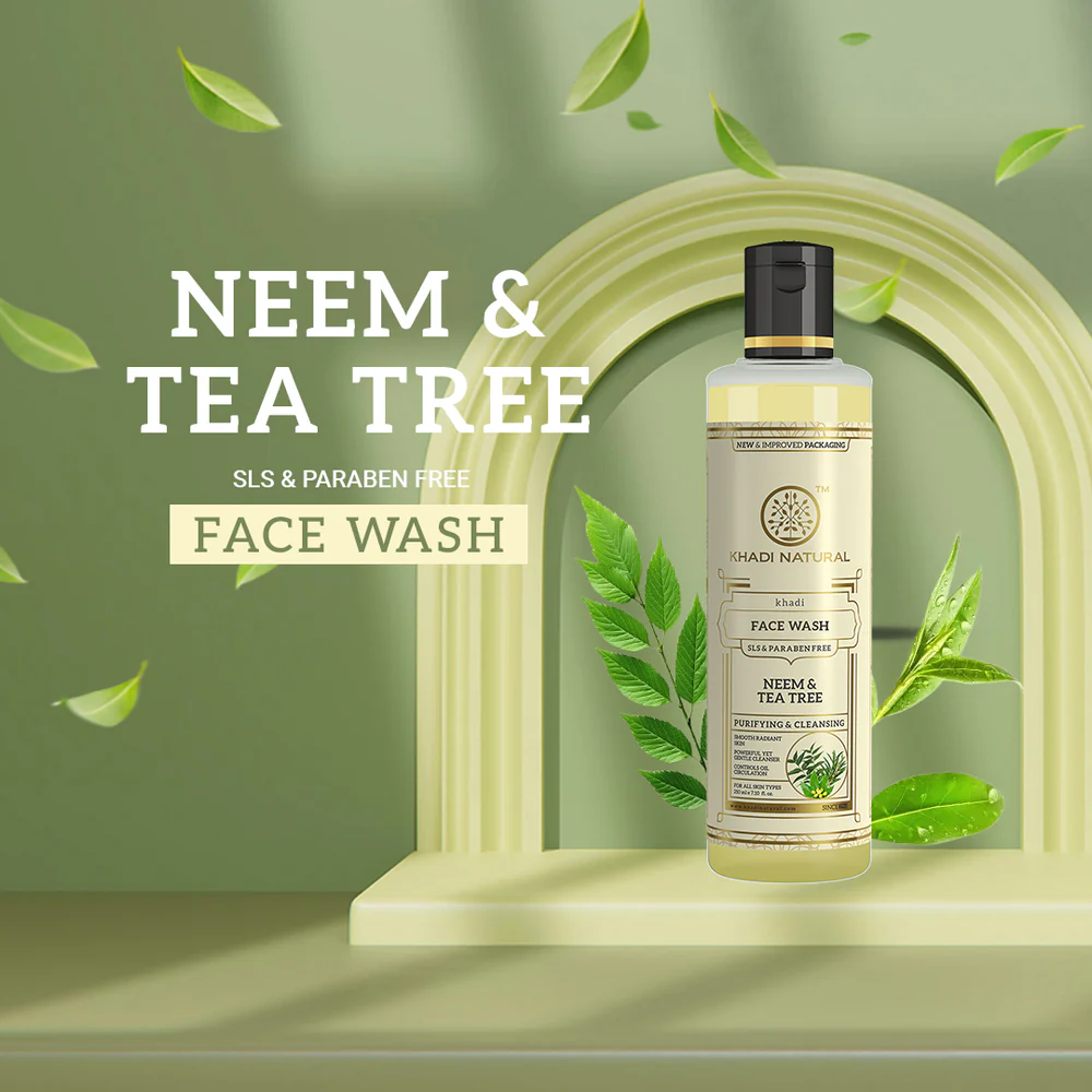 Khadi Natural Neem & Tea Tree Face Wash (SLS & Paraben Free) / ნემისა და ჩაის ხის სახის გამწმენდი გელი (SLS და პარაბენების გარეშე) – 210 მლ - Image 3