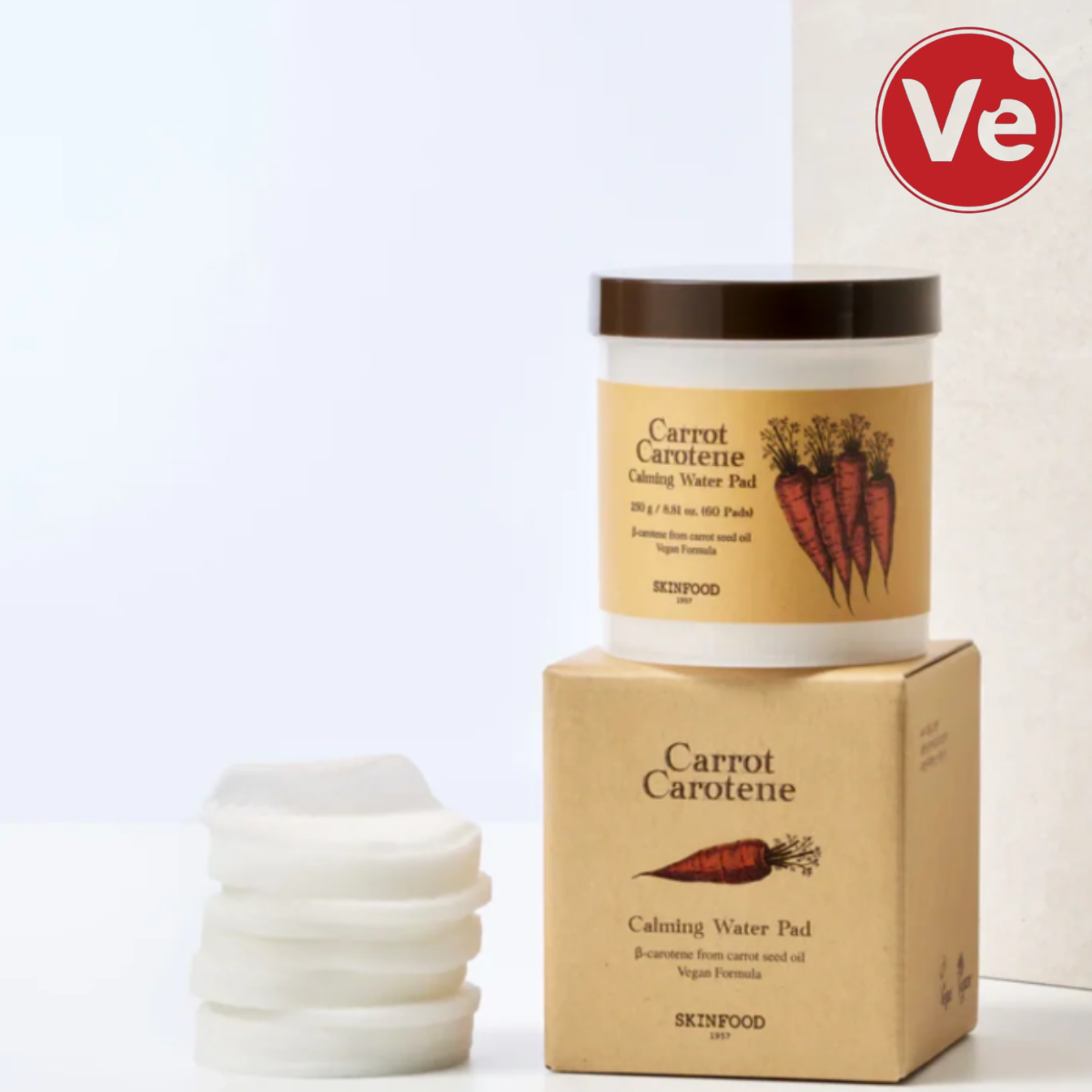 Skinfood, Carrot Carotene Calming Water Pad, დამამშვიდებელი ტონერ პადები სტაფილოს ექსტრაქტით, 250 გ - Image 5