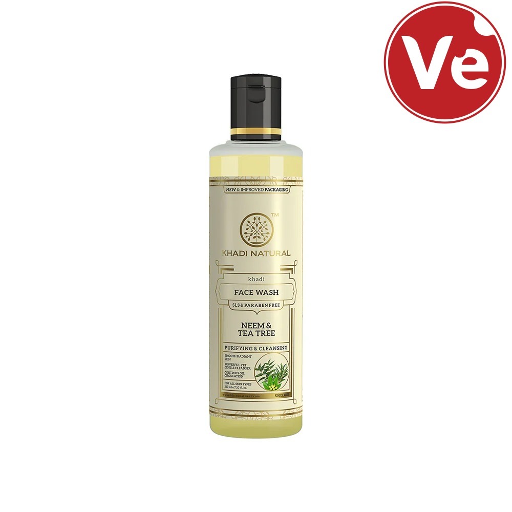 Khadi Natural Neem & Tea Tree Face Wash (SLS & Paraben Free) / ნემისა და ჩაის ხის სახის გამწმენდი გელი (SLS და პარაბენების გარეშე) – 210 მლ