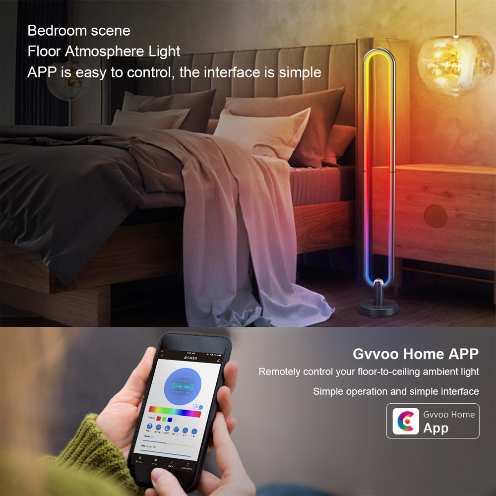 RGB U-Shape ჭკვიანი LED იატაკის სანათი RGB U-Shape Smart LED Floor Lamp - Image 5