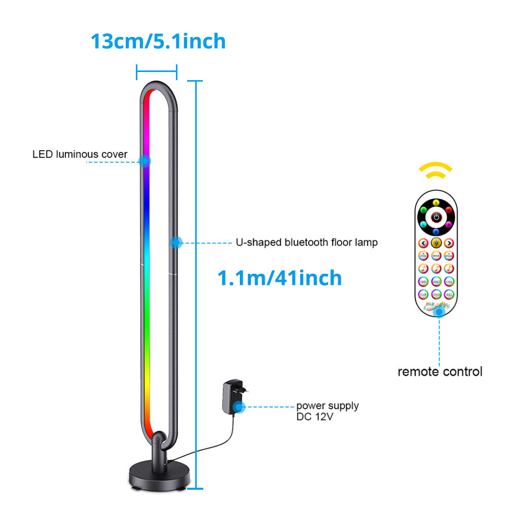 RGB U-Shape ჭკვიანი LED იატაკის სანათი RGB U-Shape Smart LED Floor Lamp - Image 3